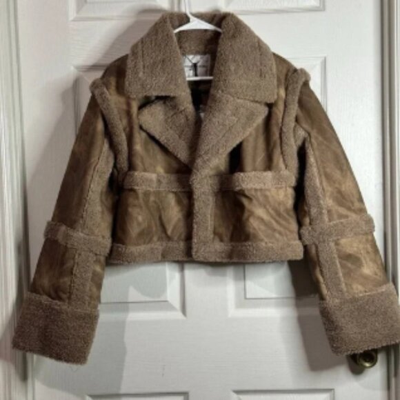 MANIÈRE DE VOIR - Beige Brown Sherpa Viral Jacket - Picture 1 of 8